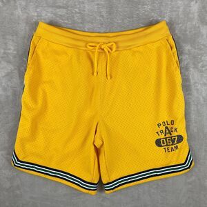 Polo Ralph Lauren Shorts Men XL Yellow Polo Track Team 067 Mesh Pockets NWT $110